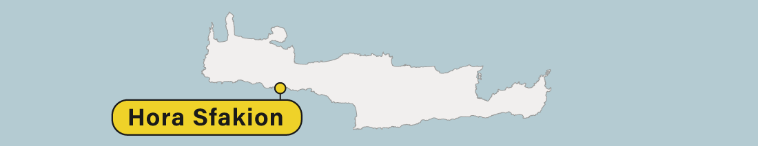 Ubicación de Hora Sfakion en un mapa de Creta en Grecia.
