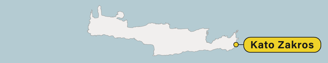 Ubicación de Kato Zakros en un mapa de Creta en Grecia.