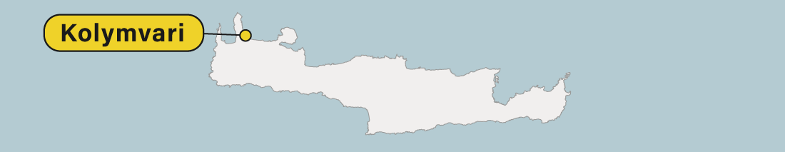 Ubicación de Kolymvari en un mapa de Creta en Grecia.
