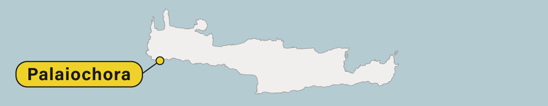 Ubicación de Palaiochora en un mapa de Creta en Grecia.